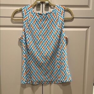 J.McLaughlin Sleeveless Geometric Print Tank Top - Blue & Orange 🍊 M